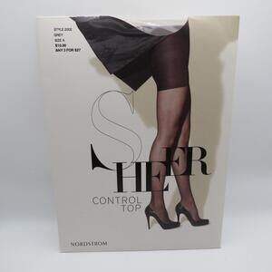 Nordstrom Sheer Pantyhose Control Top Sheer Toe Style 2002 Grey Size A